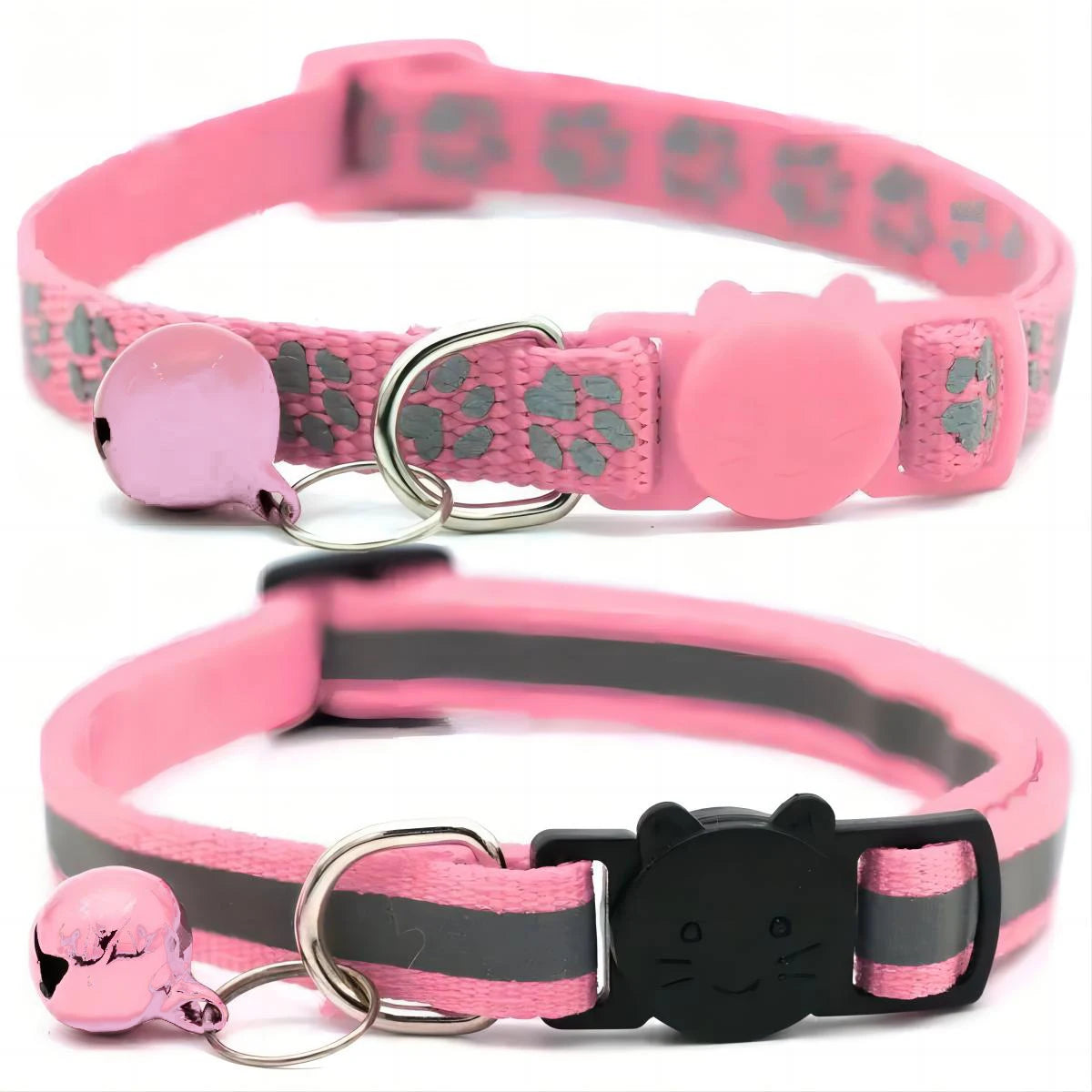 2 PC cat and dog footprints really reflective pet collar+strip reflective pet collar, reflective anti-lost pet collar.