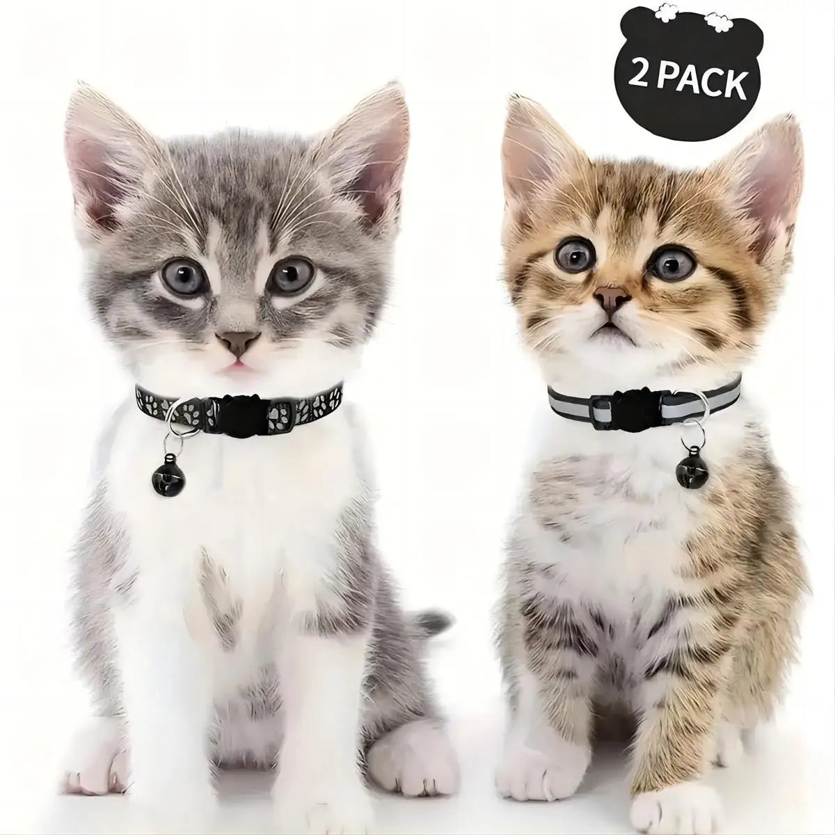 2 PC cat and dog footprints really reflective pet collar+strip reflective pet collar, reflective anti-lost pet collar.