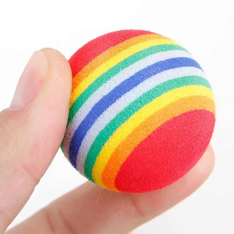 10PCS Rainbow Cat Toys Ball Interactive Cat Pet Toys Supplies
